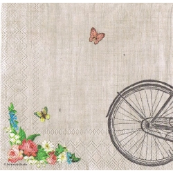 Serwetka do decoupage -1559- rower, kwiaty